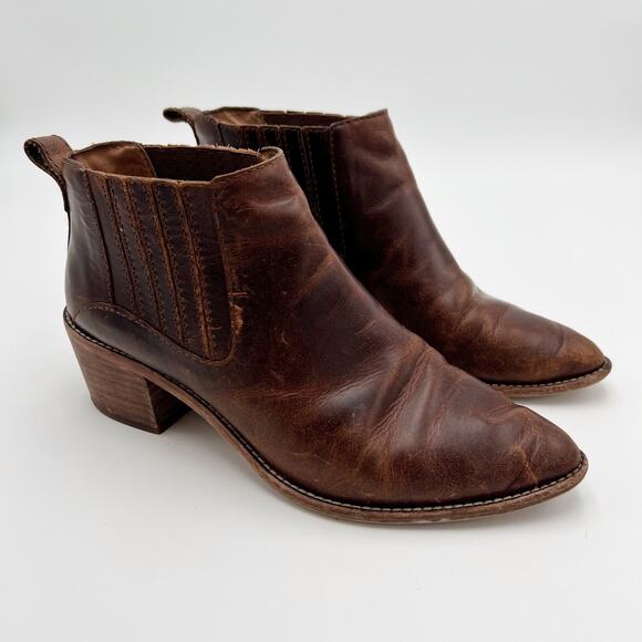 Madewell The Bonham Boot Women's 7.5 Cognac Brown Leather Pointed Toe Ankle - Picture 1 of 11